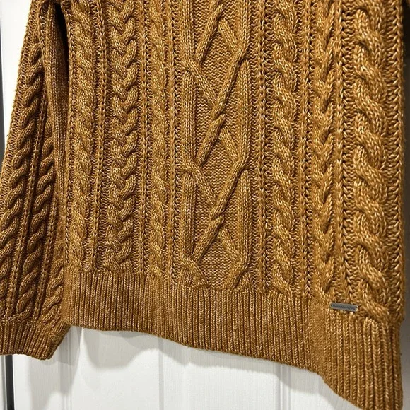Abercrombie & Fitch Women's Medium Cotton blend cable‎ knit sweater Burnt Orange - Picture 4 of 8